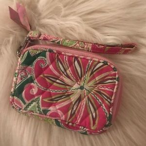 Vera Bradley Pink and Green Paisley Wristlet NWOT